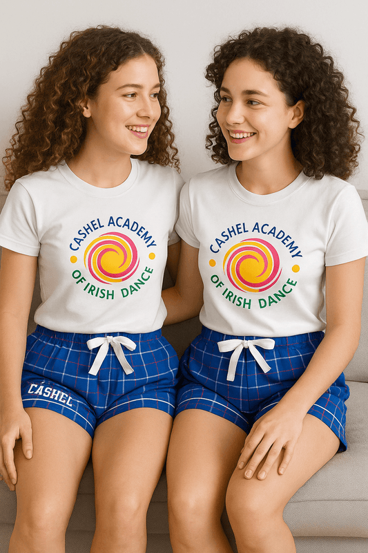 Cashel Academy of Irish Dance Flannel Shorts, Irish Dance Shorts, Irish Dance School Gear