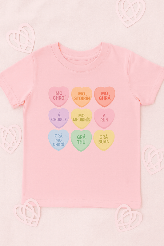 Conversational Hearts, Gaelic Shirt, Valentines Shirt