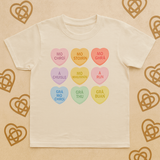 Conversational Hearts, Gaelic Shirt, Valentines Shirts