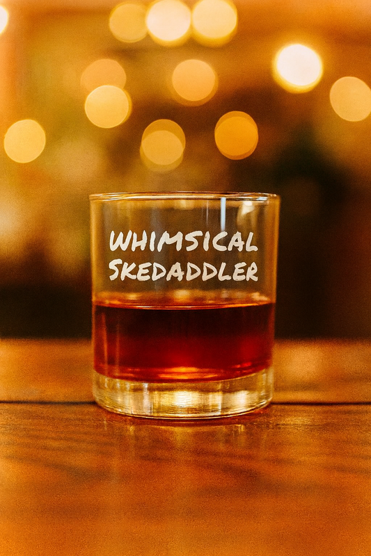 Whimsical Skedaddler Engraved 10.5oz Whiskey Glass