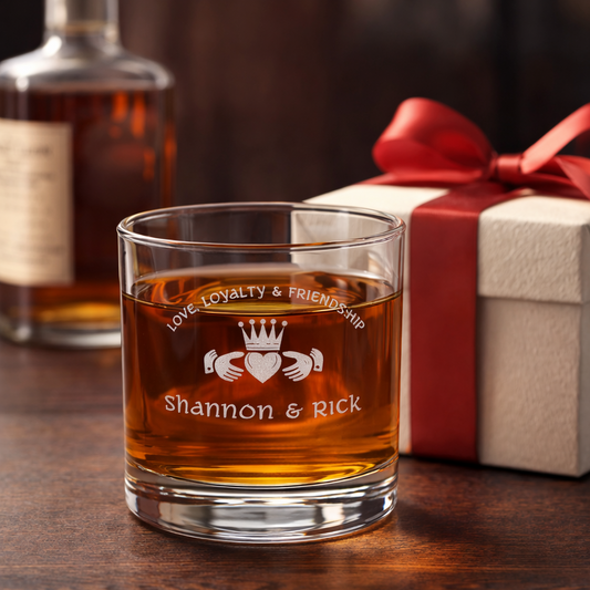 Claddagh Whiskey Glass, Personalized Whiskey Glass, Gift for Husband