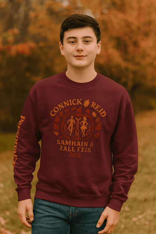 Connick & Reid Fall Feis 2025, Irish dance sweatshirt, Irish dance competition apparel, Irish dance school spirit wear, custom Irish dance team gear, Irish dance logo clothing, Feis day sweatshirt, Irish dance warm-up sweatshirt