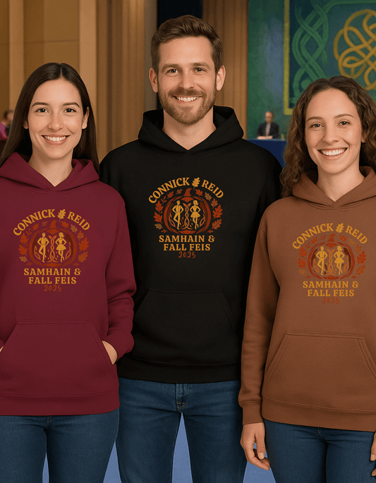 custom Irish dance school apparel, Irish dance team gear, Irish dance logo clothing, personalized Irish dance apparel, Irish dance school spirit wear, custom dance team sweatshirts, Irish dance hoodie, Connick & Reid Irish Dance, Samhain & Fall Feis hoodie, 2025 Irish dance competition hoodie