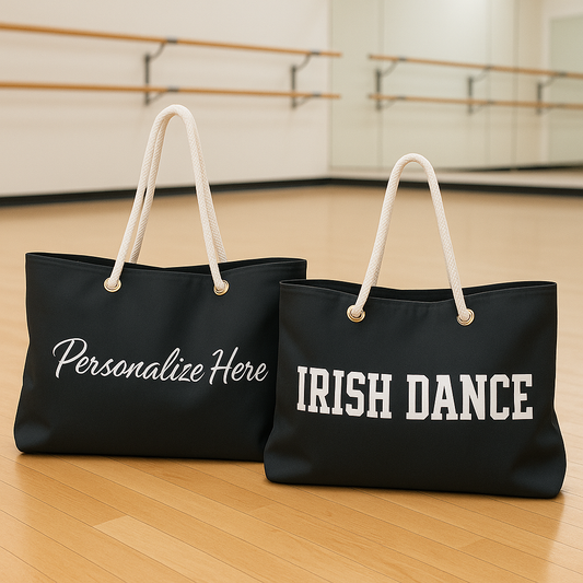 Custom Irish dance bag with name personalization, Irish dance school gear bag for competitions and practice,
Irish dance team bag with personalized name, Dance bag designed for Irish dancers and feis travel, Irish dance bag for shoes, socks, and accessories, Personalized dance bag for Irish dance students