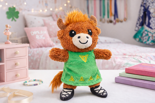 Highland Cow Plush, Irish Dance Cow, Irish Dance Doll, Highland Cow Stuffed Animal