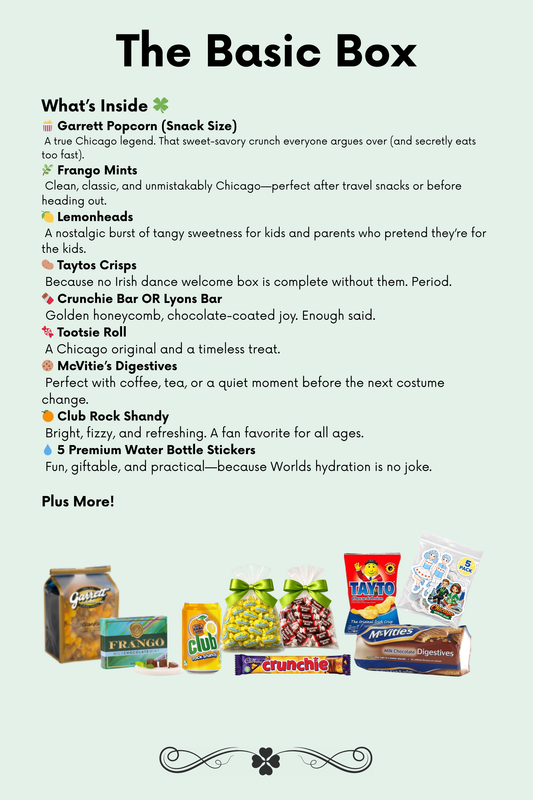 Irish Dance Worlds, Welcome Box, ORNC Worlds Welcome Box, Food Box