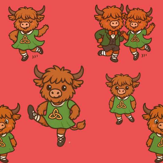 Highland Cow Pajamas, Highland Cow PJs, Irish Dance Pajamas, Irish Dance PJs