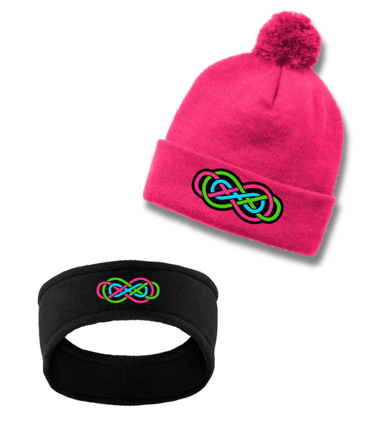 SAOL Beannie & EarwarmersBeannie,earwarmer,winter hatStay warm and stylish on chilly days in Chicago with our SAOL Beannie and Earwarmers. Available in bright pink or classic black, these cozy accessories feature the school logo on an embroidered patch. P