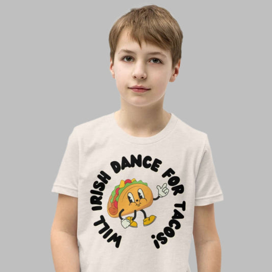 Will Irish Dance for Tacos Youth Short Sleeve T-ShirtT-ShirtFunny Kids Irish Dance Shirt,Funny Taco Shirt,Funny Youth Shirt,Gift for Irish Dancer,Irish Dance and Tacos,Irish Dance Boys,Irish Dance Kids T-Shirt,Irish Dance Shirt,Irish Dance T-Shirt,Tacos a
