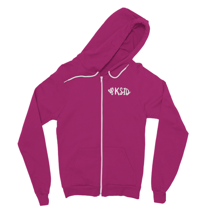 KSID Adult Zip HoodieStay warm and stylish with our KSID Adult Zip Hoodie. This classic hoodie features a covered main zip with self fabric, twin needle stitching, and a double fabric hood with self coloured cords. The kangaroo pouch pocket includes a hid