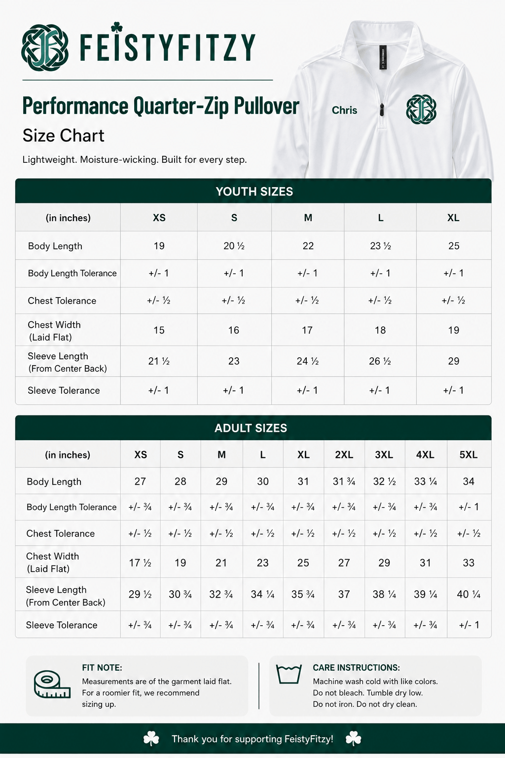 Mockneck Size Guide