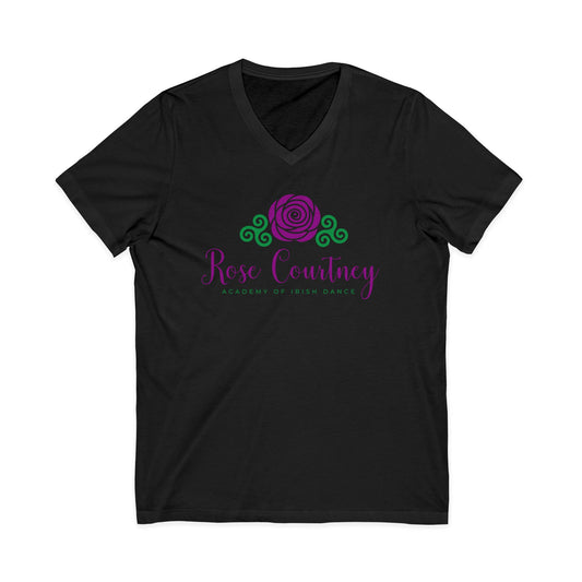 Rose Courtney V-Neck Tee – Elegant Floral Logo Shirt