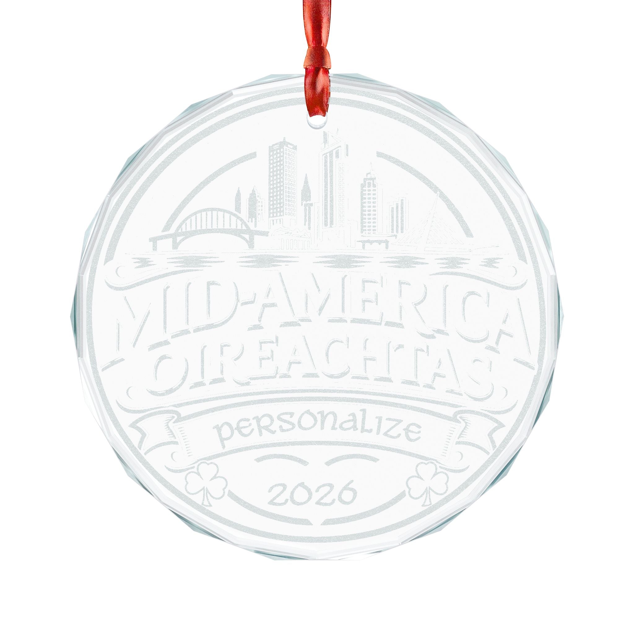 Personalized Mid-America Oireachtas Crystal Glass Ornament – Milwaukee Irish Dance Christmas Keepsake