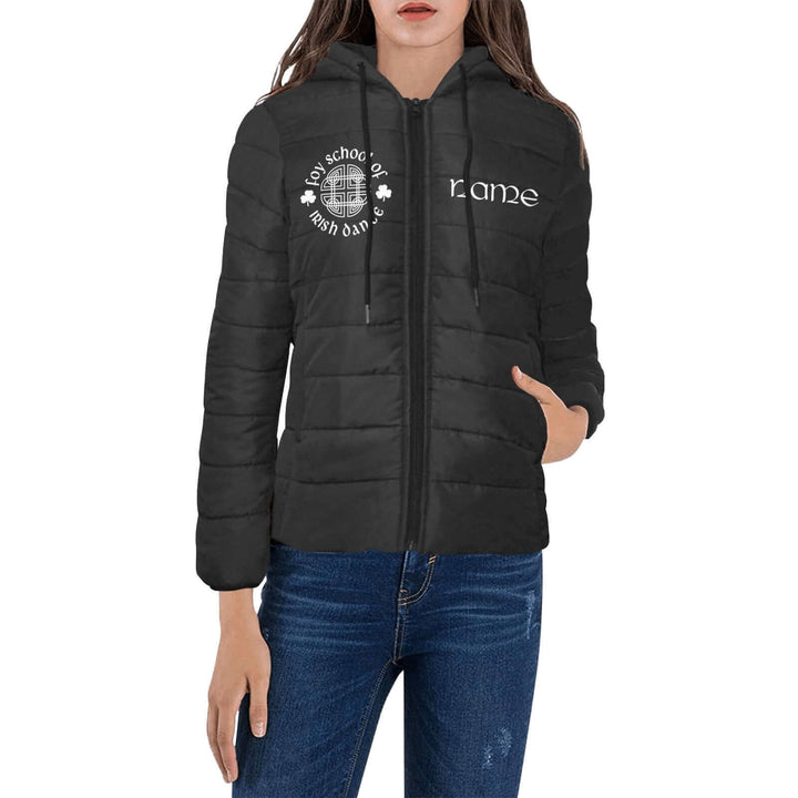 FOY Women's Padded Hooded Jacket19.93Oz. 100% Polyester. Standard collar and 2 side pockets featured. Quilted bomber jacket with zipper closure and elastic cuffs provides maximum comfort. Lightweight and warm material. Quilted design will make you feel wa