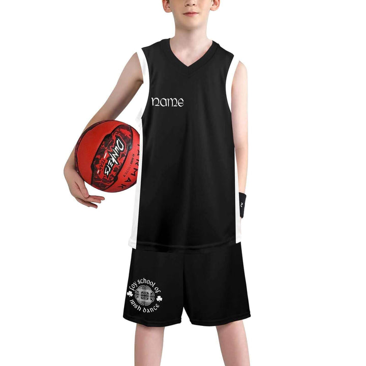 Foy Boys Basketball SetIrish Dance is a real sport, only harder. Boys need practice gear too! • Made from 100% polyester.• Moisture wicking fabric keeps you comfortable and dry.• Machine washable. tumble dry low. Note 1: Please make sure to enter the name