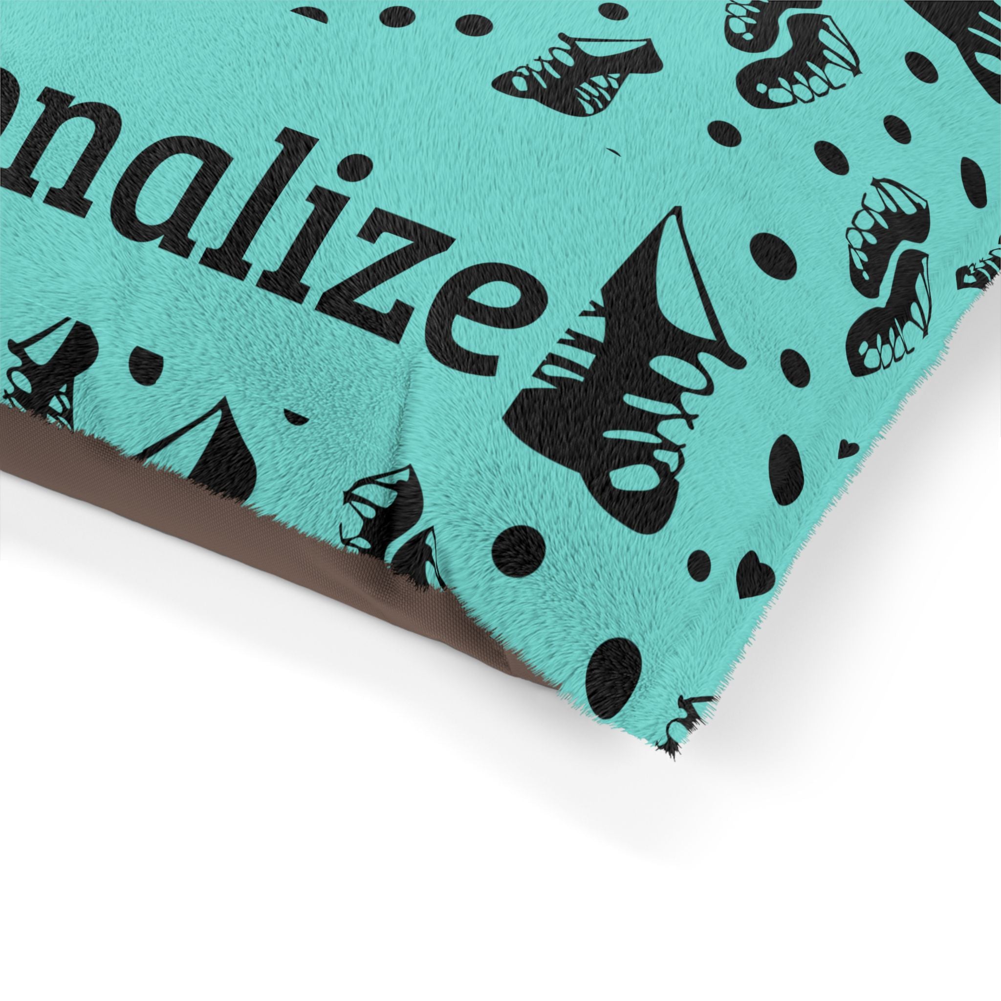 Irish dance dog bed with soft shoe pattern, angled view of the removable cover