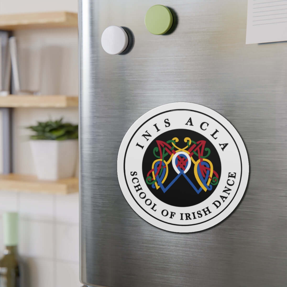 Inis Acla Magnet, Irish Dance Magnet, irish Dance School gear, spirit wear for Irish dancers with school logo, Irish Dance Merch