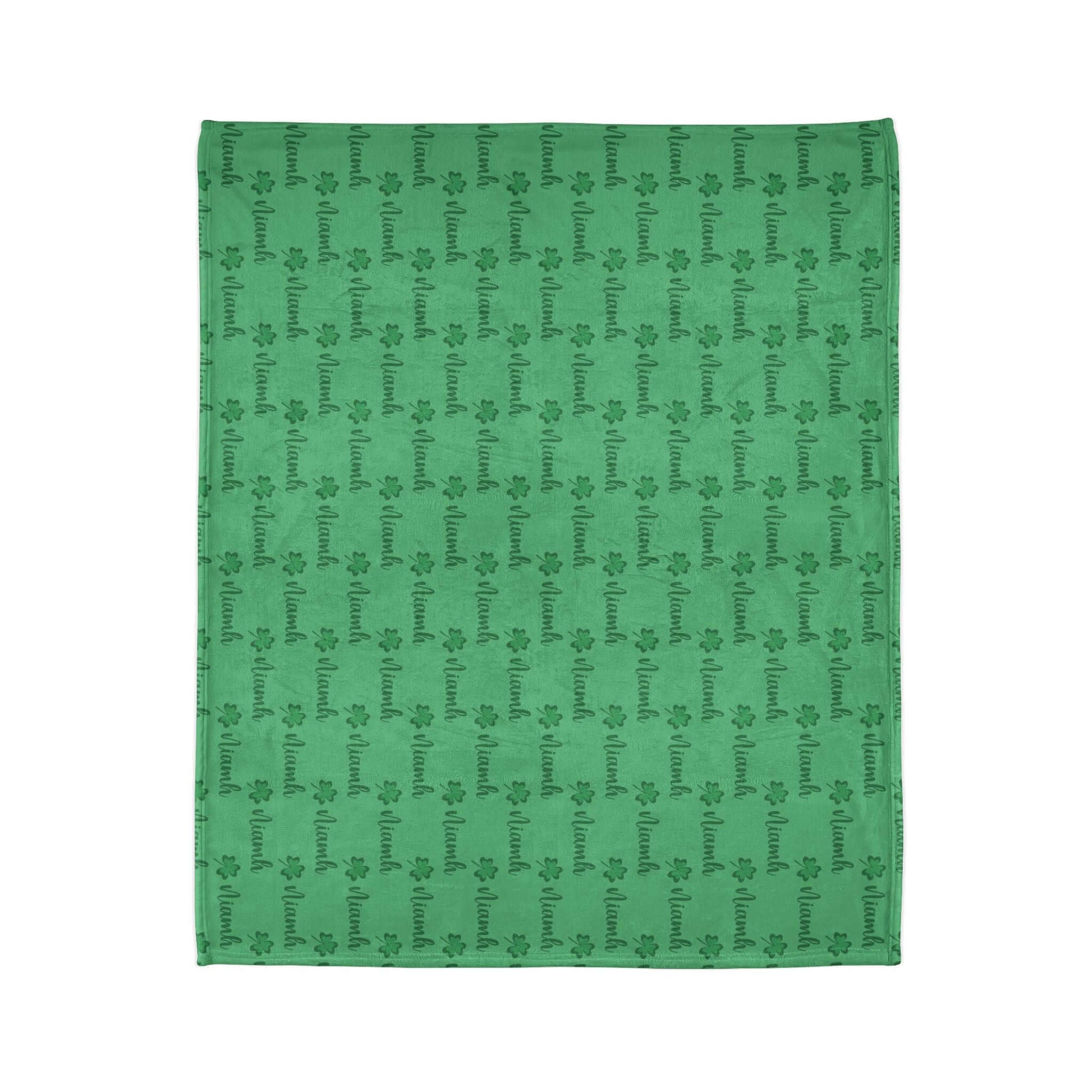 personalized shamrock blanket, custom Irish blanket, green shamrock throw,