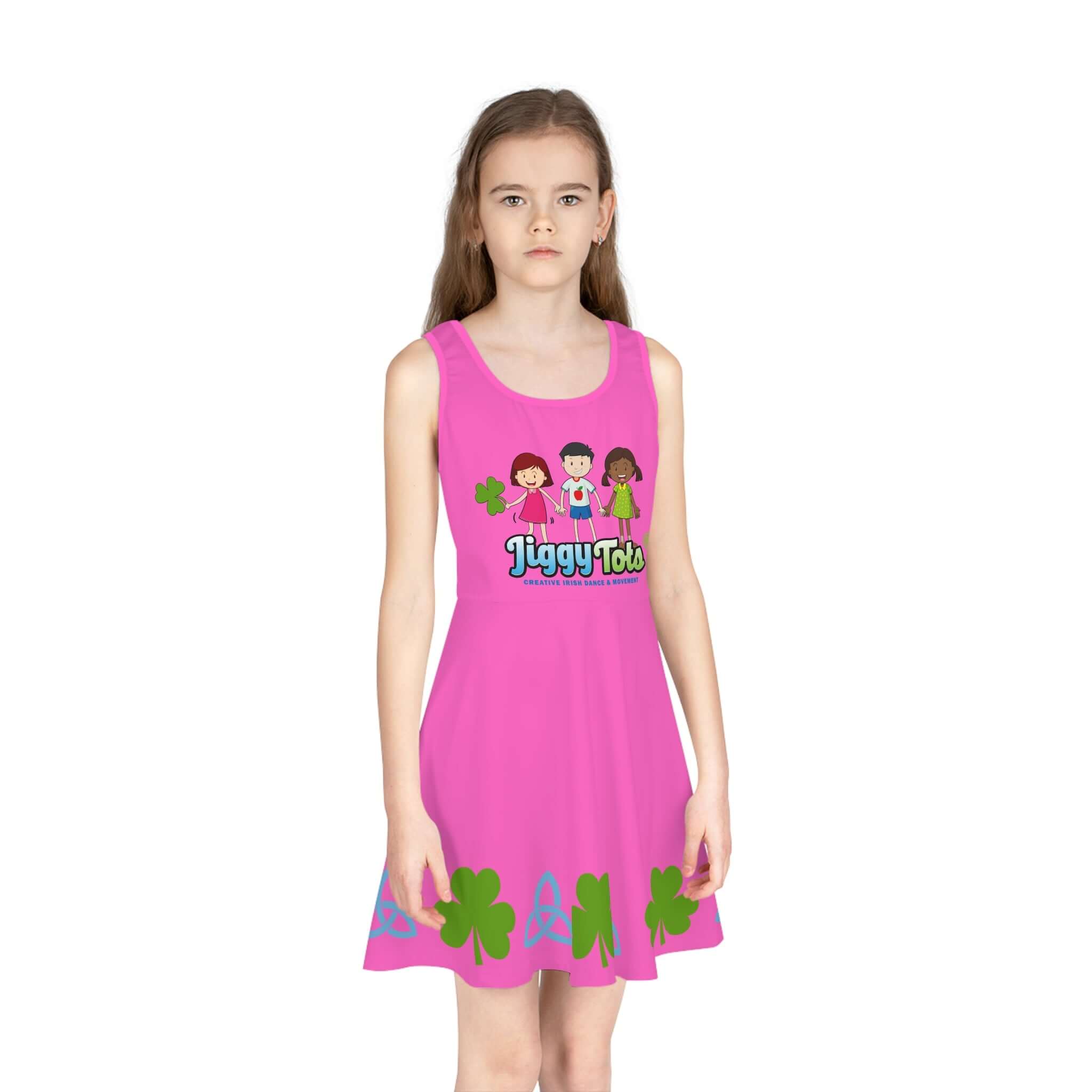 Pink Jiggy Tots Dress, Irish Dance Apparel Irish Dance School Uniforms Custom Irish Dance Costumes Irish Dancewear Online Irish Dance Practice Wear Irish Dance Team Apparel Comfortable Irish Dance Clothing Kids Irish Dancewear