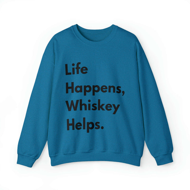Life Happens, Whiskey Helps Unisex Heavy Blend™ Crewneck SweatshirtWhiskey Sweatshirt, Whiskey Lover Gift, Whiskey Weather, Funny Whiskey Shirt, Gifts For Him, Christmas Whiskey, Alcohol Sweatshirt, Funny Drinking Shirt, Bourbon Lover Gift, Bourbon Shirt,