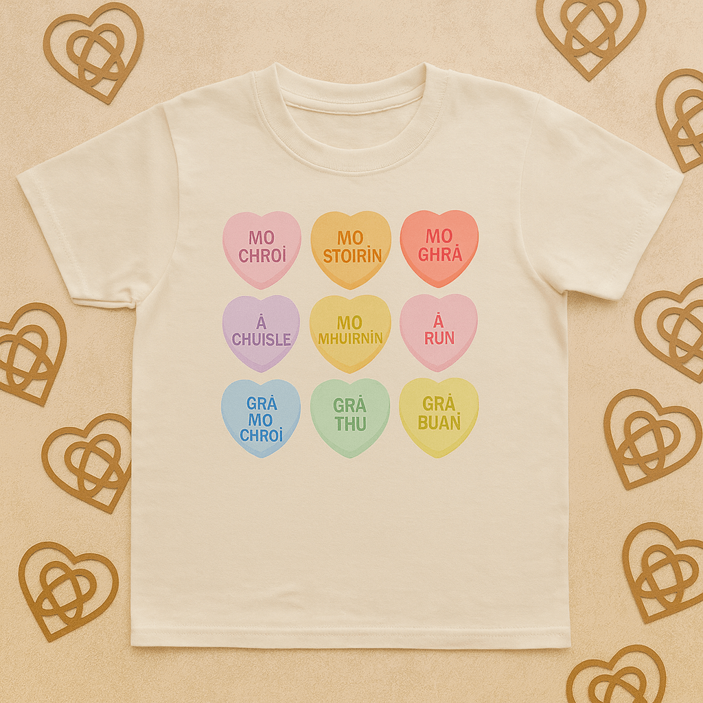 Conversational Hearts, Gaelic Shirt, Valentines Shirts