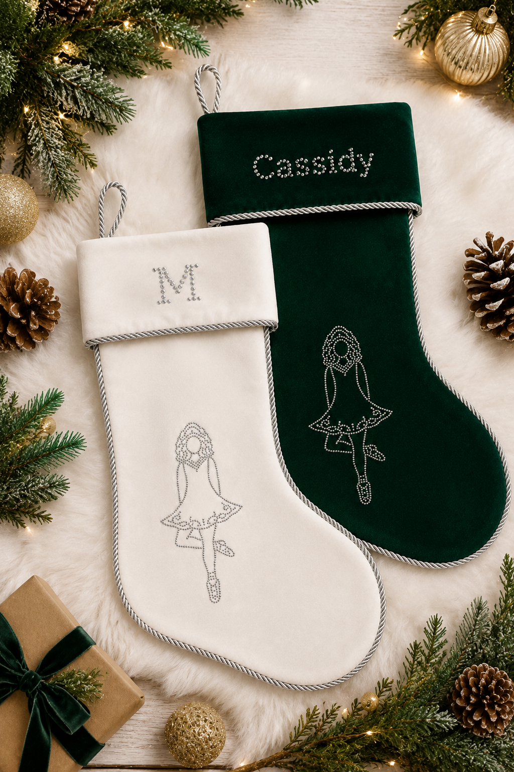 Irish Dance Rhinestone Velvet Christmas Stocking, Preoder, Ships October 1st
