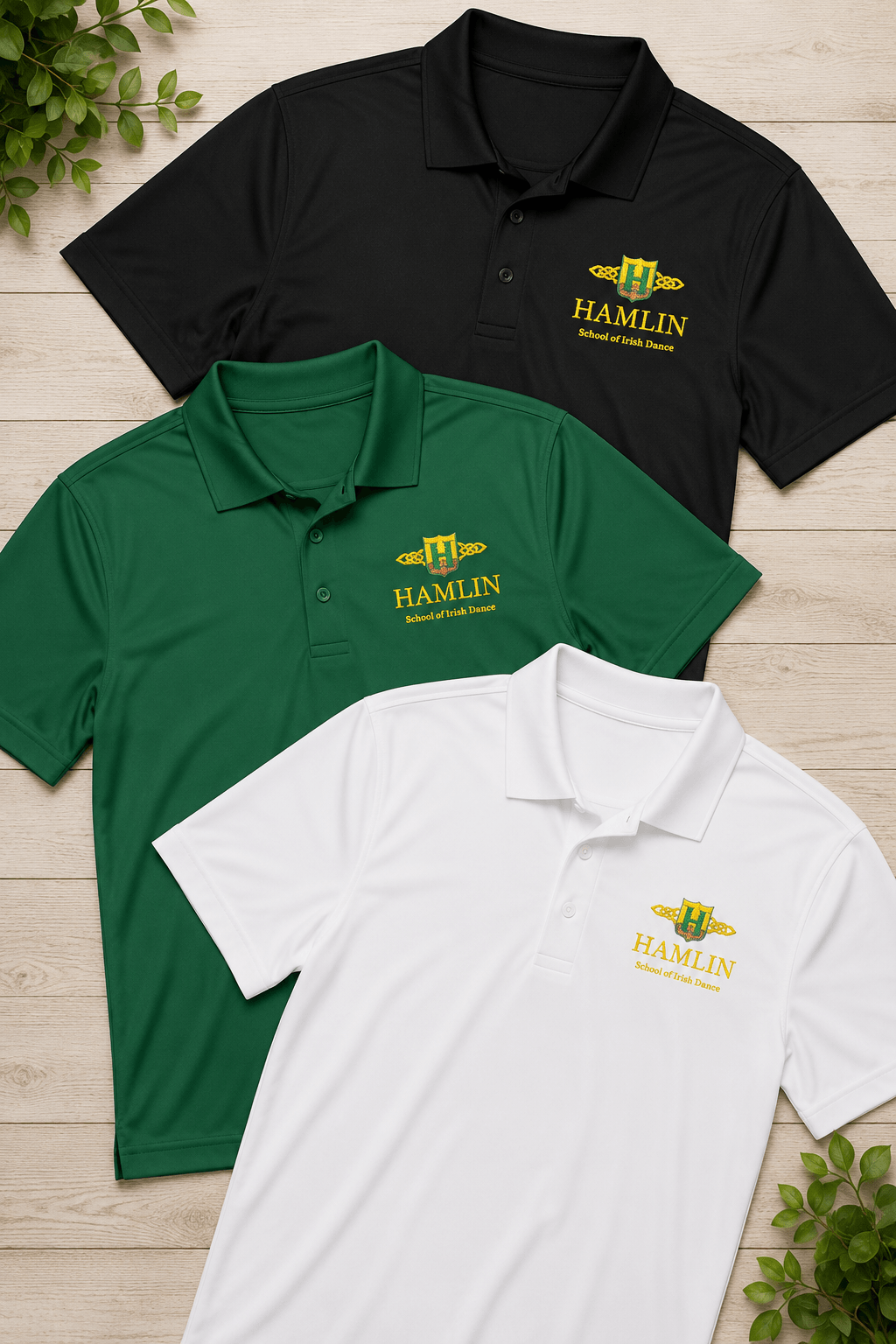 Irish Dance School Apparel: Hamlin Embroidered Polo Shirt