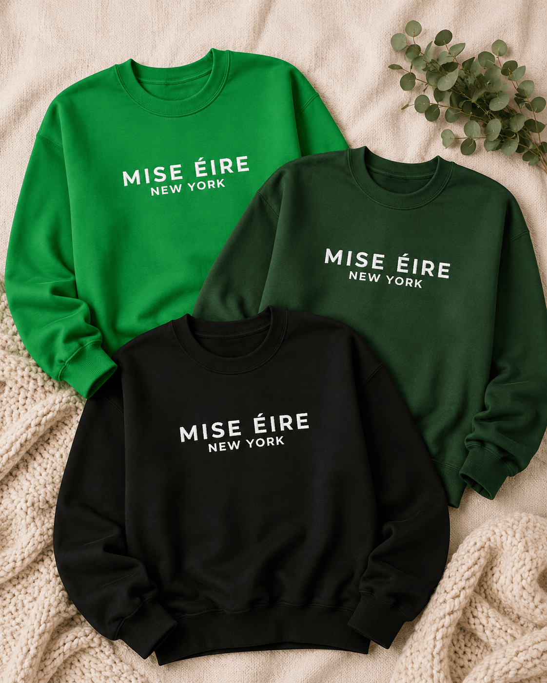 Mise Éire Embroidered Gildan Crewneck Sweatshirt | Irish Dance School Apparel
