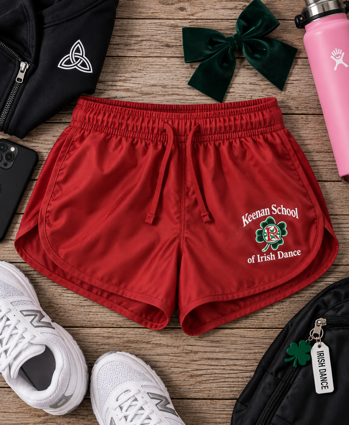 Keenan Irish dance practice shorts, red