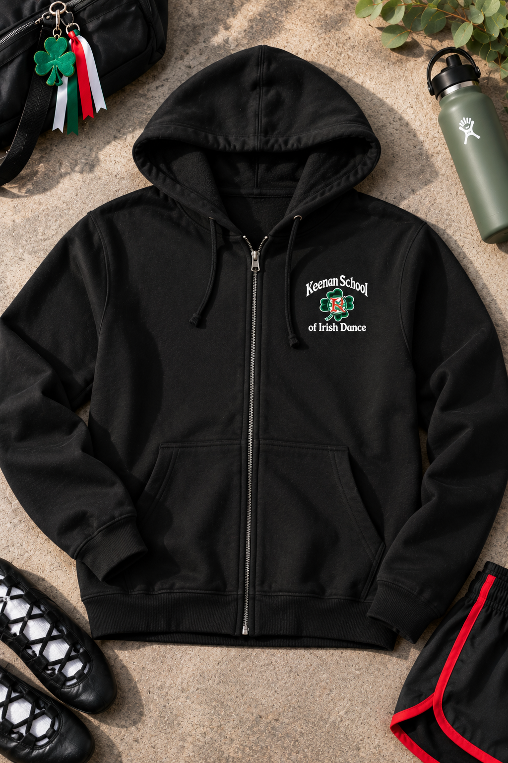 Keenan Irish Dance School zip hoodie, adult, black