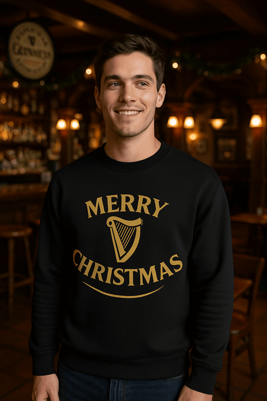 Irish Christmas sweatshirt, Guinness style sweatshirt, Irish pub Christmas crewneck, Irish dance Christmas gift, Celtic holiday apparel, Merry Christmas Ireland sweatshirt, Feis Christmas gear, Irish heritage clothing, festive Irish jumper, cozy Gaelic sweatshirt