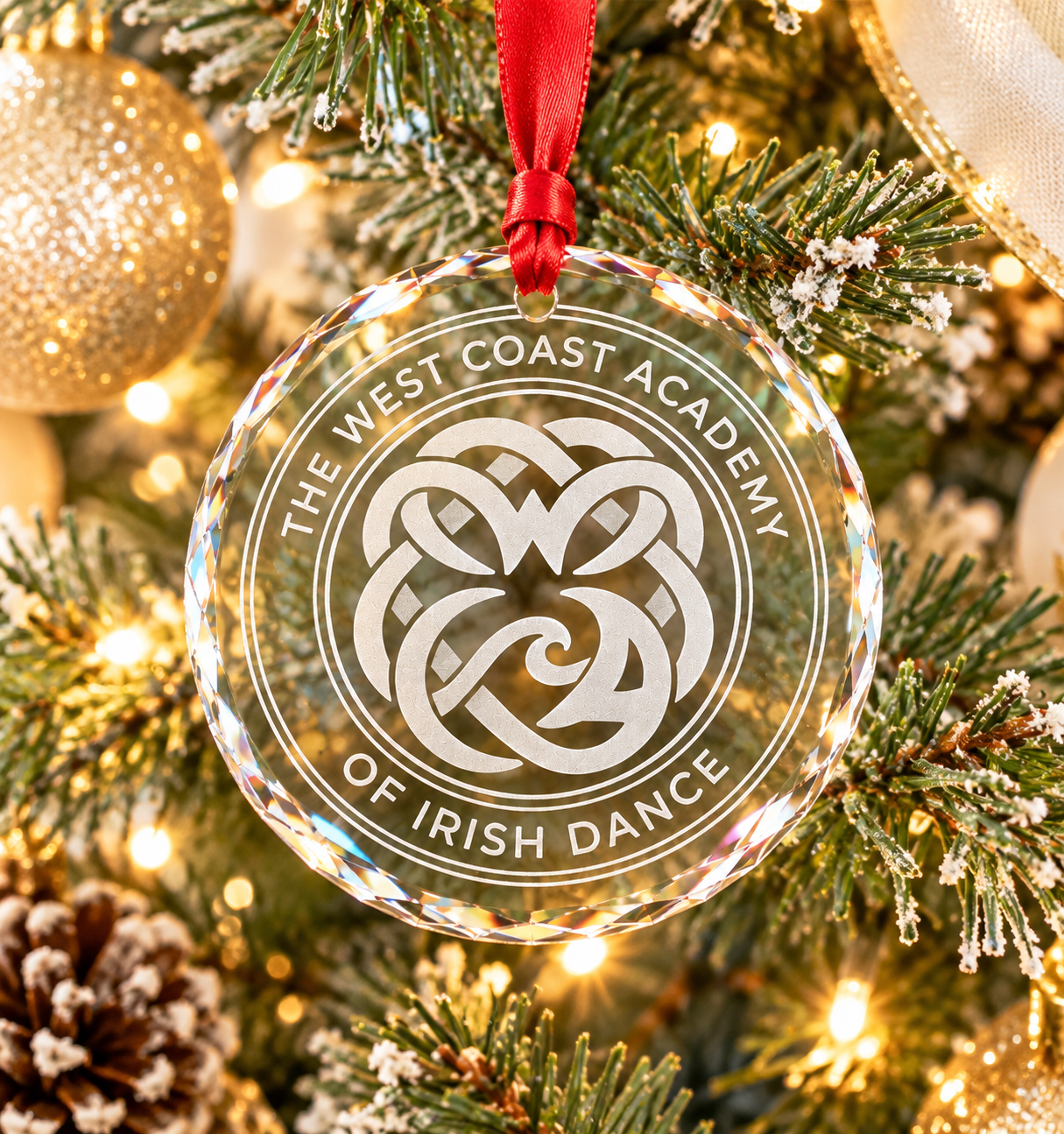 West Coast Academy engraved crystal ornament – Irish dance Christmas keepsake gift