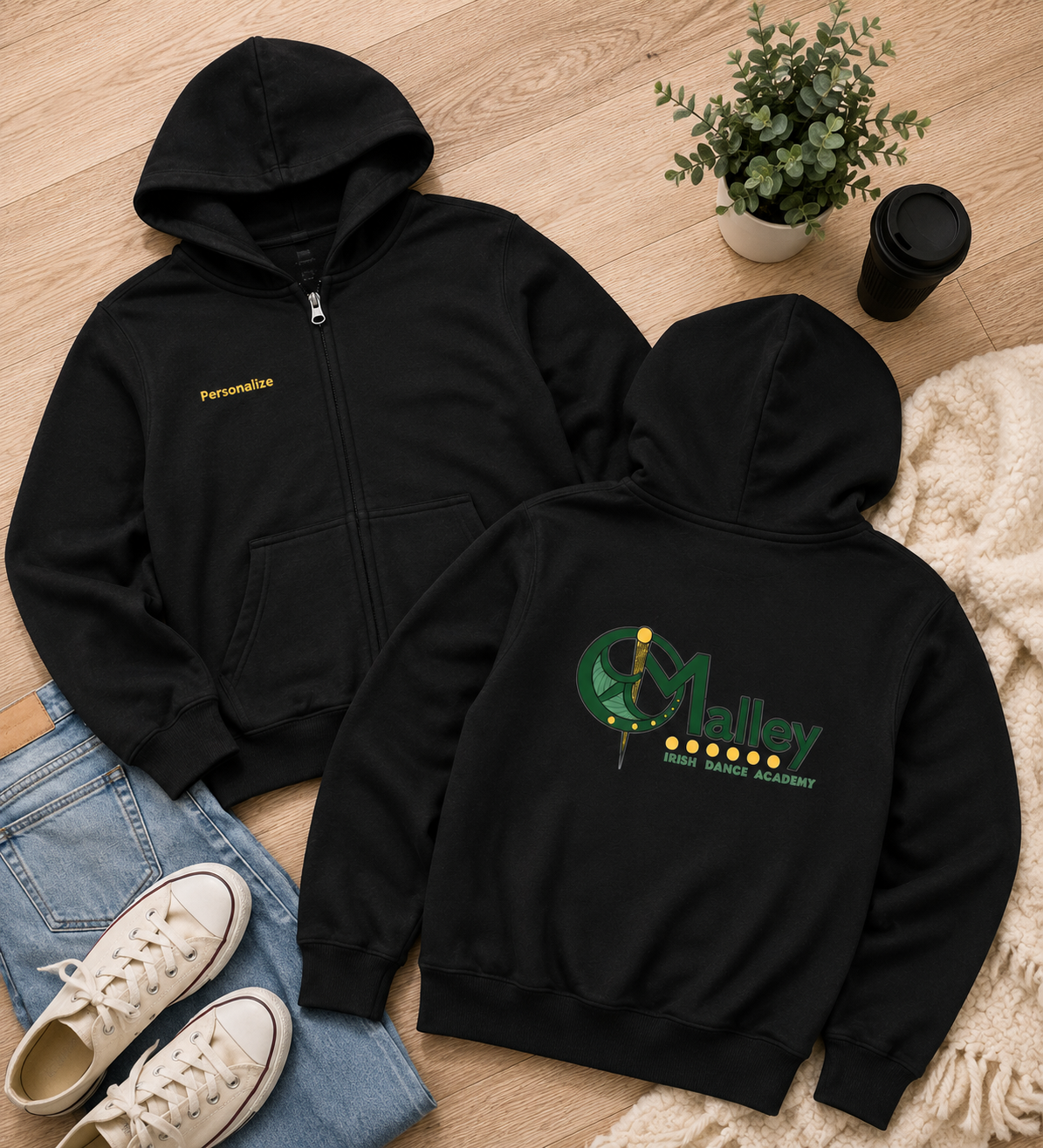 O'Malley Adult Full Zip Hoodie, Personalization Option