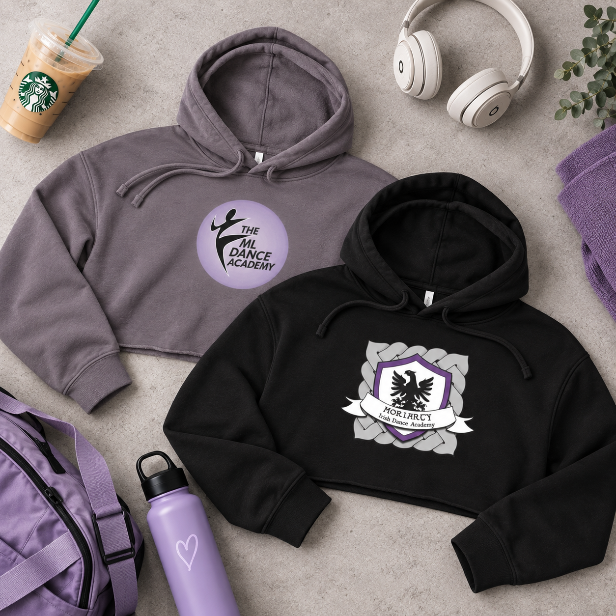 Moriarty and ML cropped hoodie for women, Irish dance and ballet gear