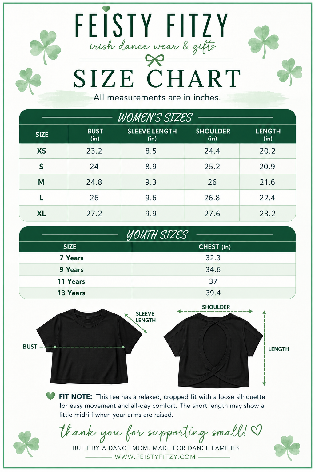 McHugh Open-Back Crop Tee ☘️ Irish Dance School Apparel