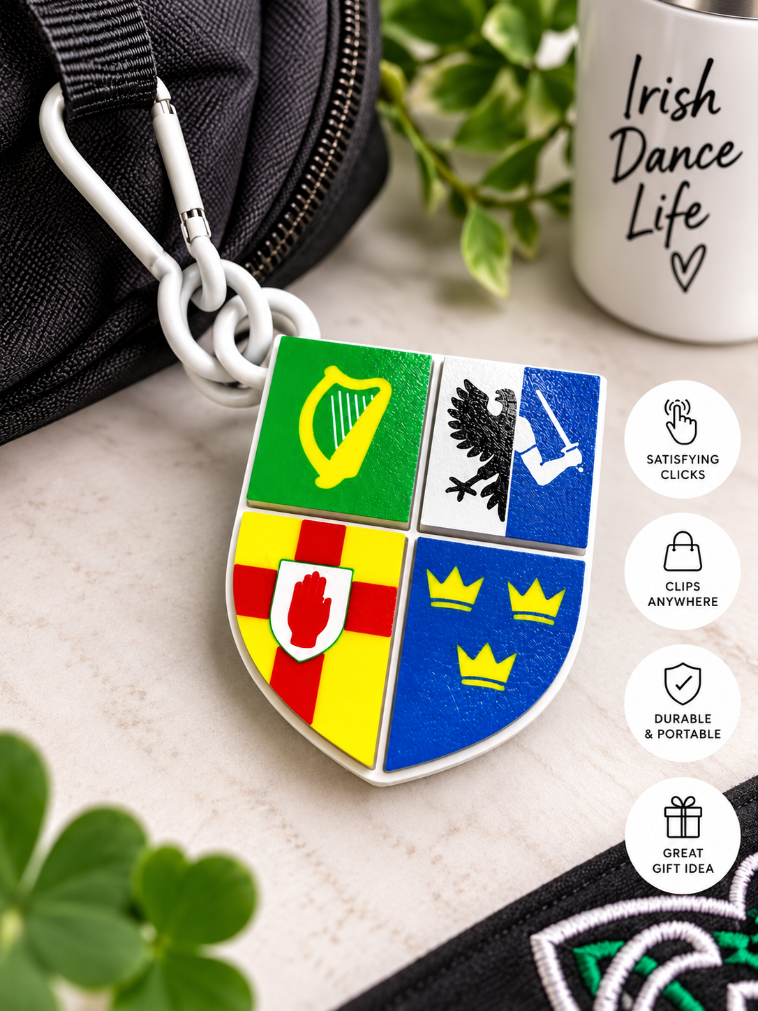 Four Provinces of Ireland Fidget Clicker Keychain 🇮🇪