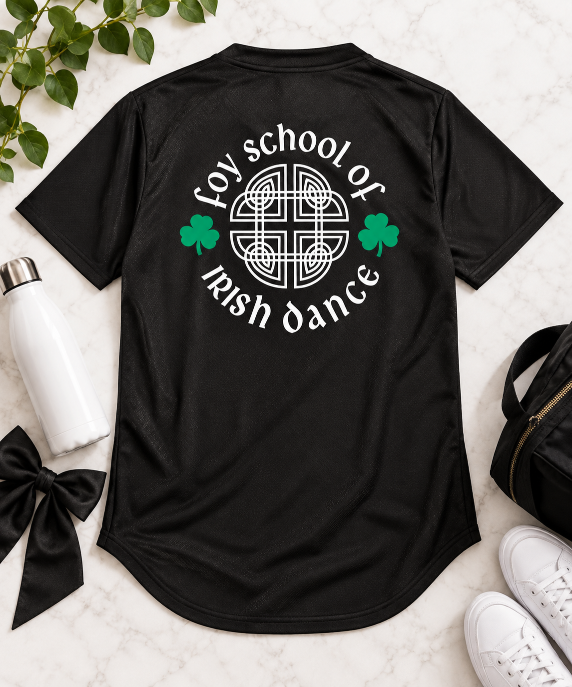 Foy School of Irish Dance Sport-Tek baseball shirt personalized with dancer's name - Irish dance team gear