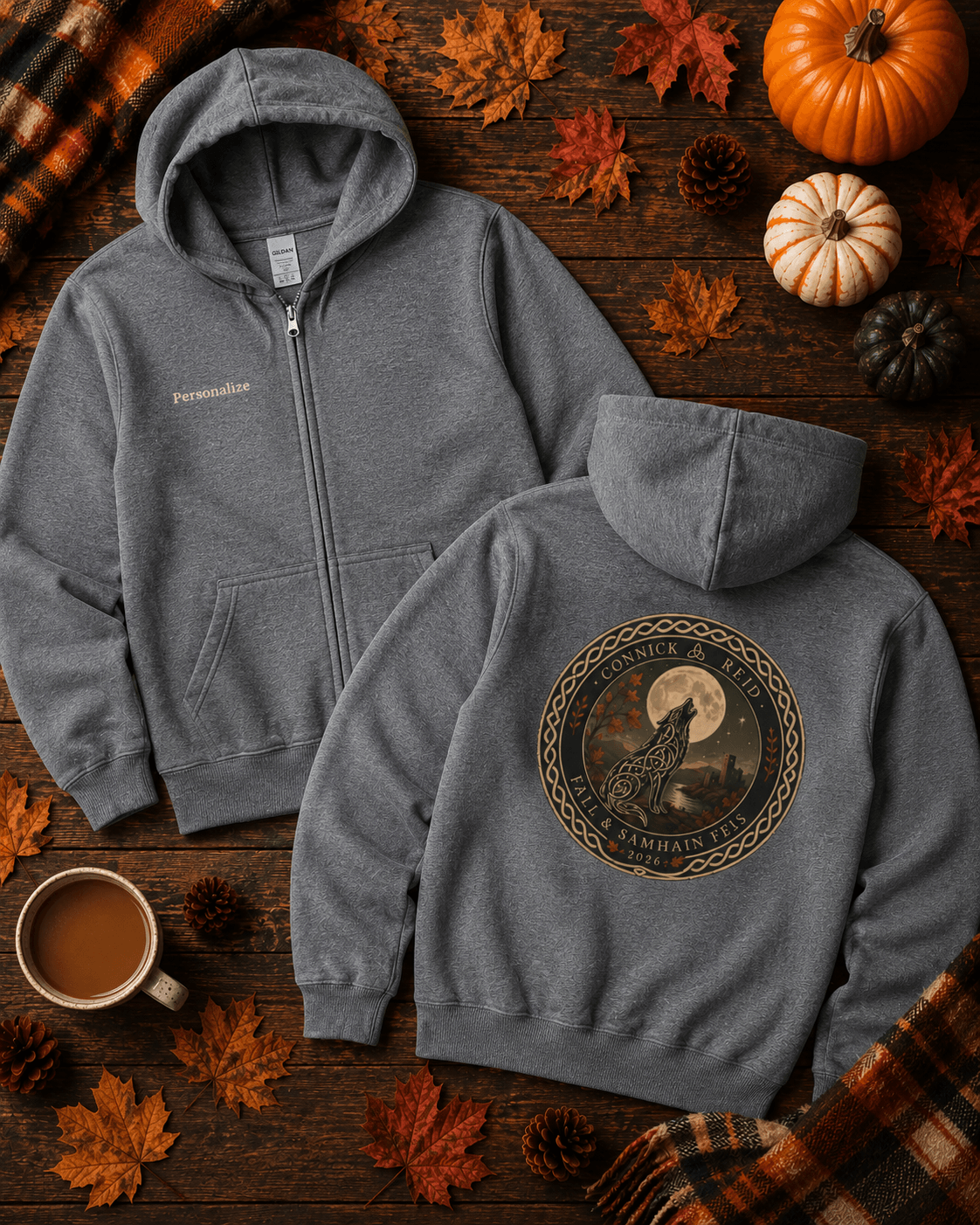 Connick School & Reid Academy Fall & Samhain Feis Full Zip Hoodie