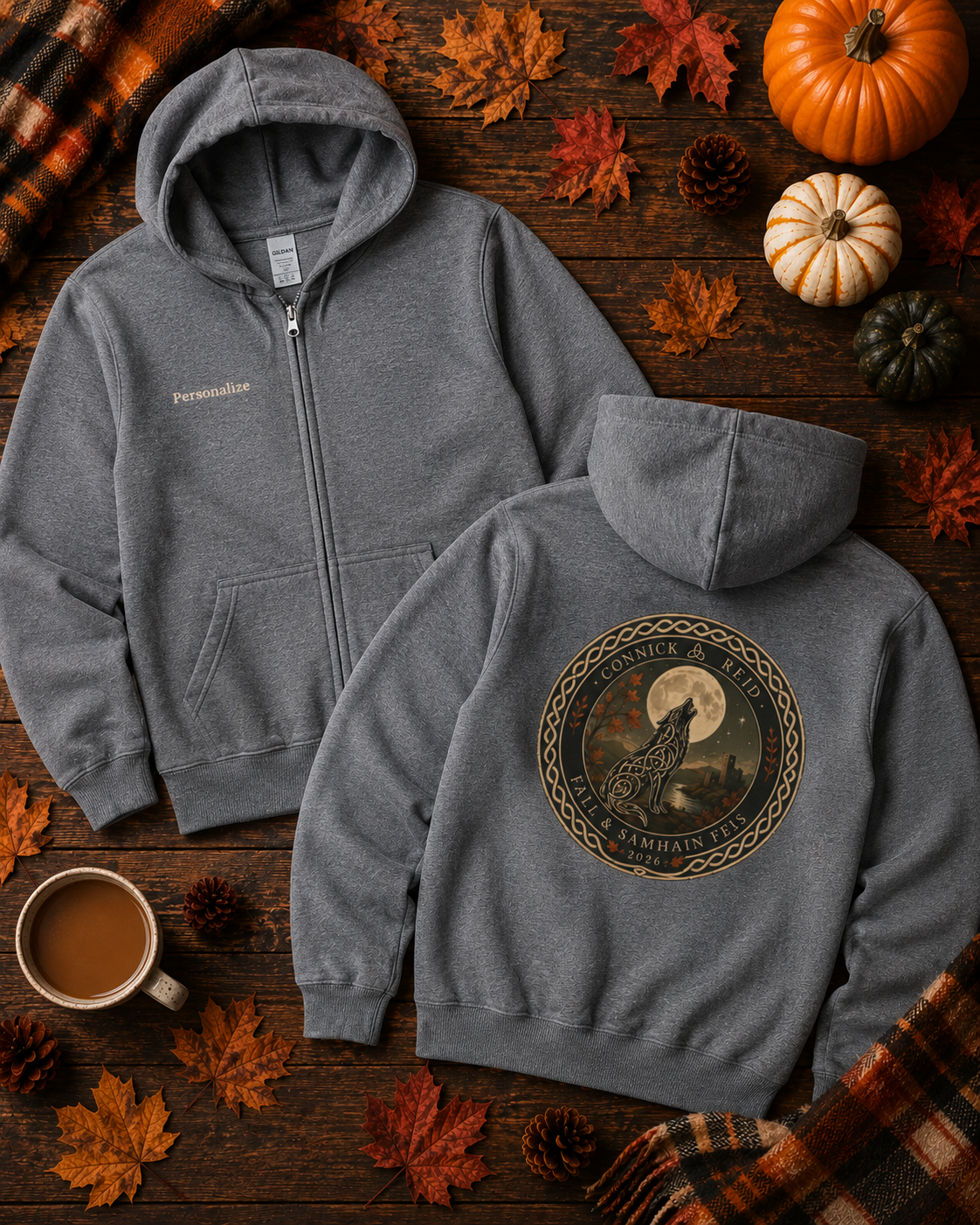 Connick School & Reid Academy Fall & Samhain Feis Full Zip Hoodie