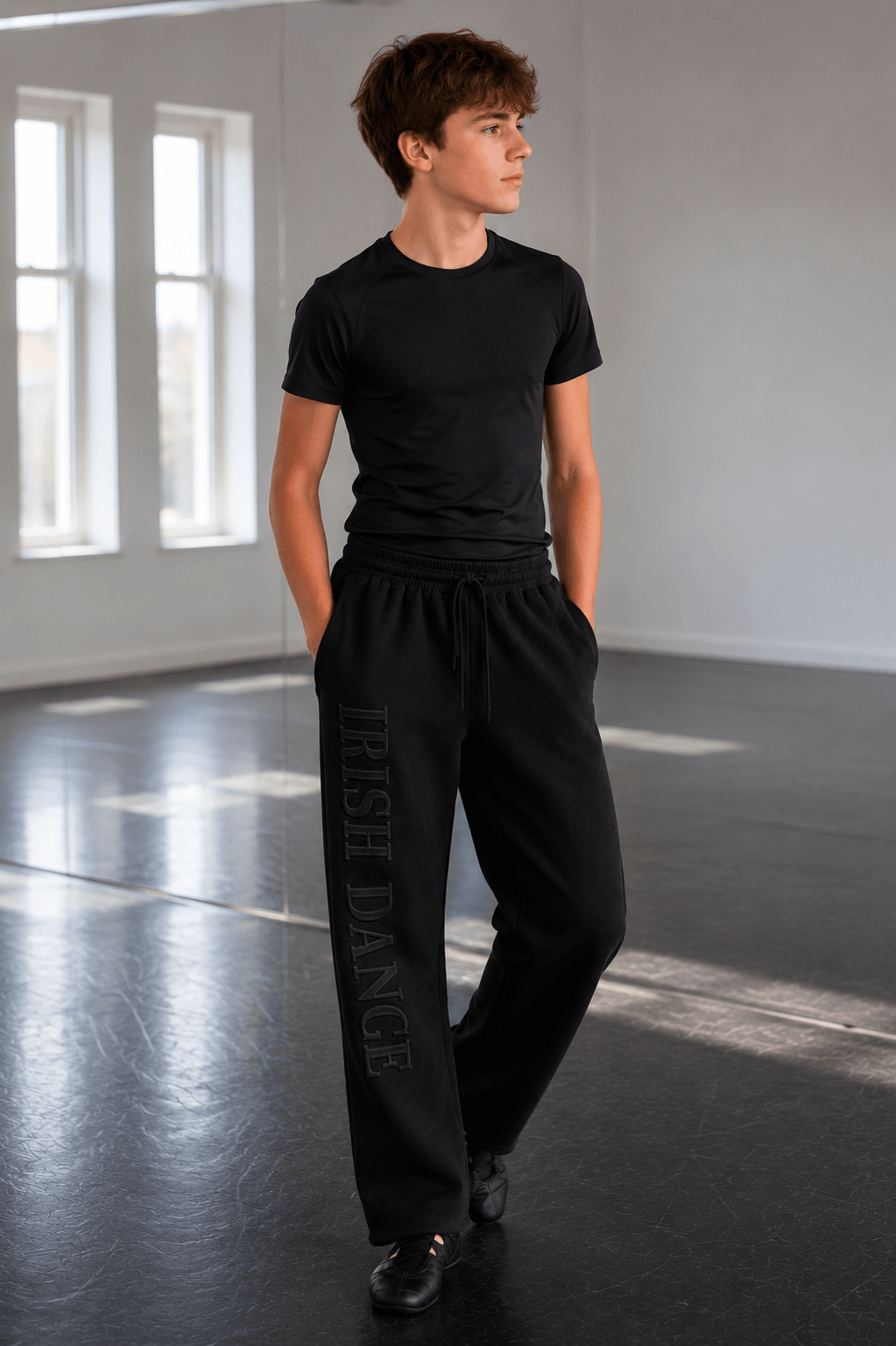 Gift for Irish Dancer, dance competition travel outfit, raw hem sweatpants, Irish dance team apparel, trendy Irish dance clothes
