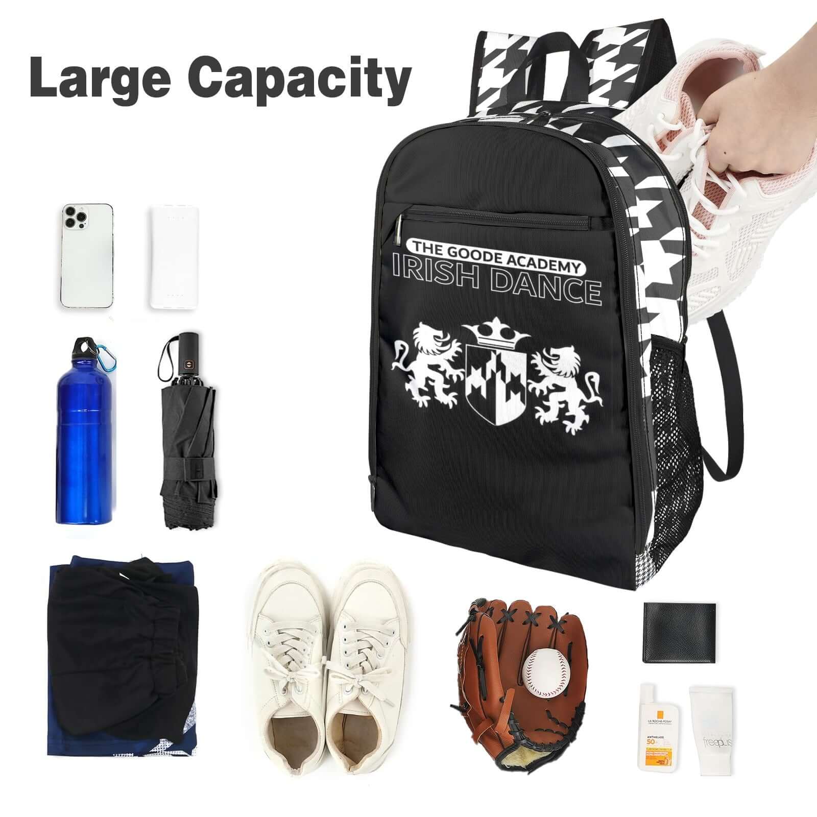 Goode School of Irish Dance, Goode backpack, Irish Dance Backpack, Irish Dance School Gear, Irish Dance School Backpack, Houndstooth