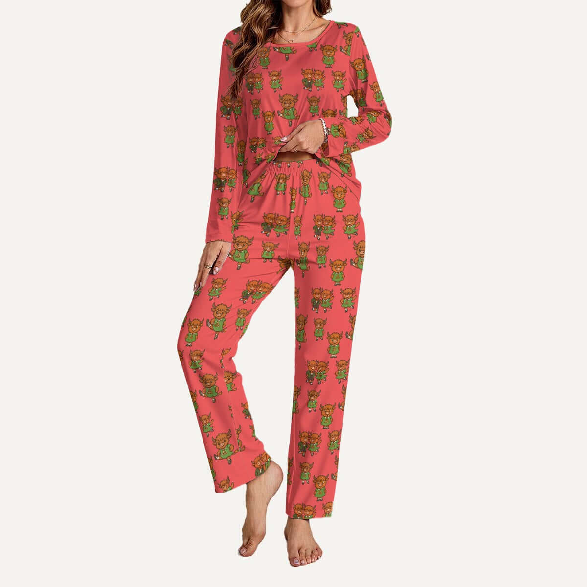 Highland Cow PJs, Irish Dance Pajamas, Gift for Irish Dancer, Irish Dance Pajama Set, Irish Dance Christmas PJs