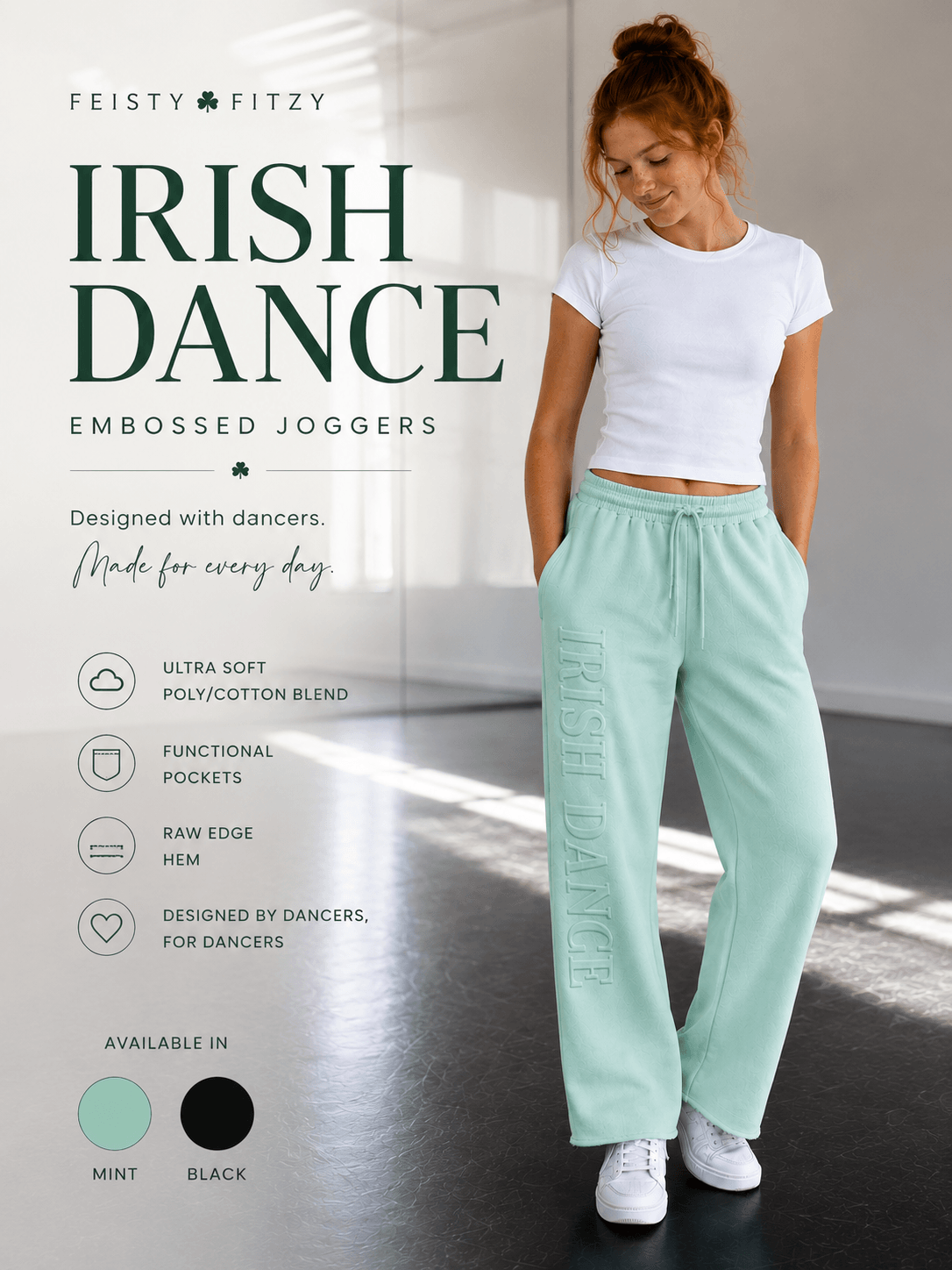 Gift for Irish Dancer, dance competition travel outfit, raw hem sweatpants, Irish dance team apparel, trendy Irish dance clothes, Irish Dancer Gift Ideas