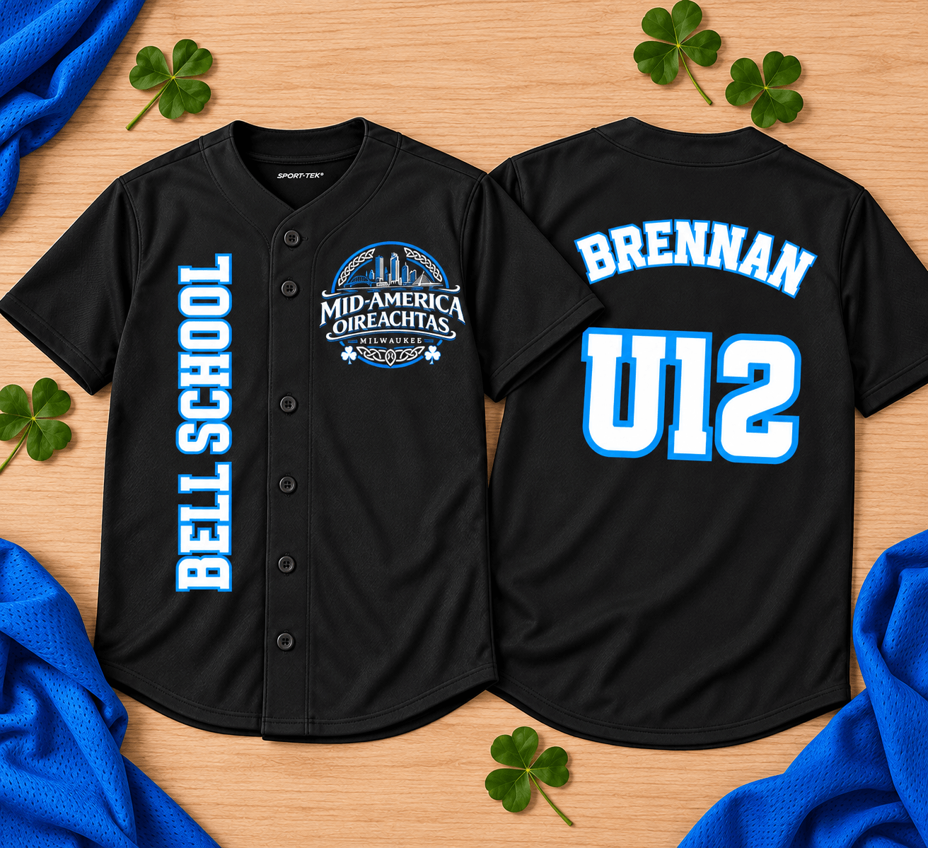 Bell School Mid-America Oireachtas 2026 personalized baseball jerseys, Irish dance team gear