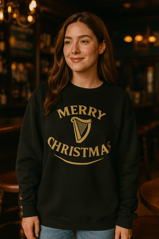 Irish Christmas sweatshirt, Guinness style sweatshirt, Irish pub Christmas crewneck, Irish dance Christmas gift, Celtic holiday apparel, Merry Christmas Ireland sweatshirt, Feis Christmas gear, Irish heritage clothing, festive Irish jumper, cozy Gaelic sweatshirt