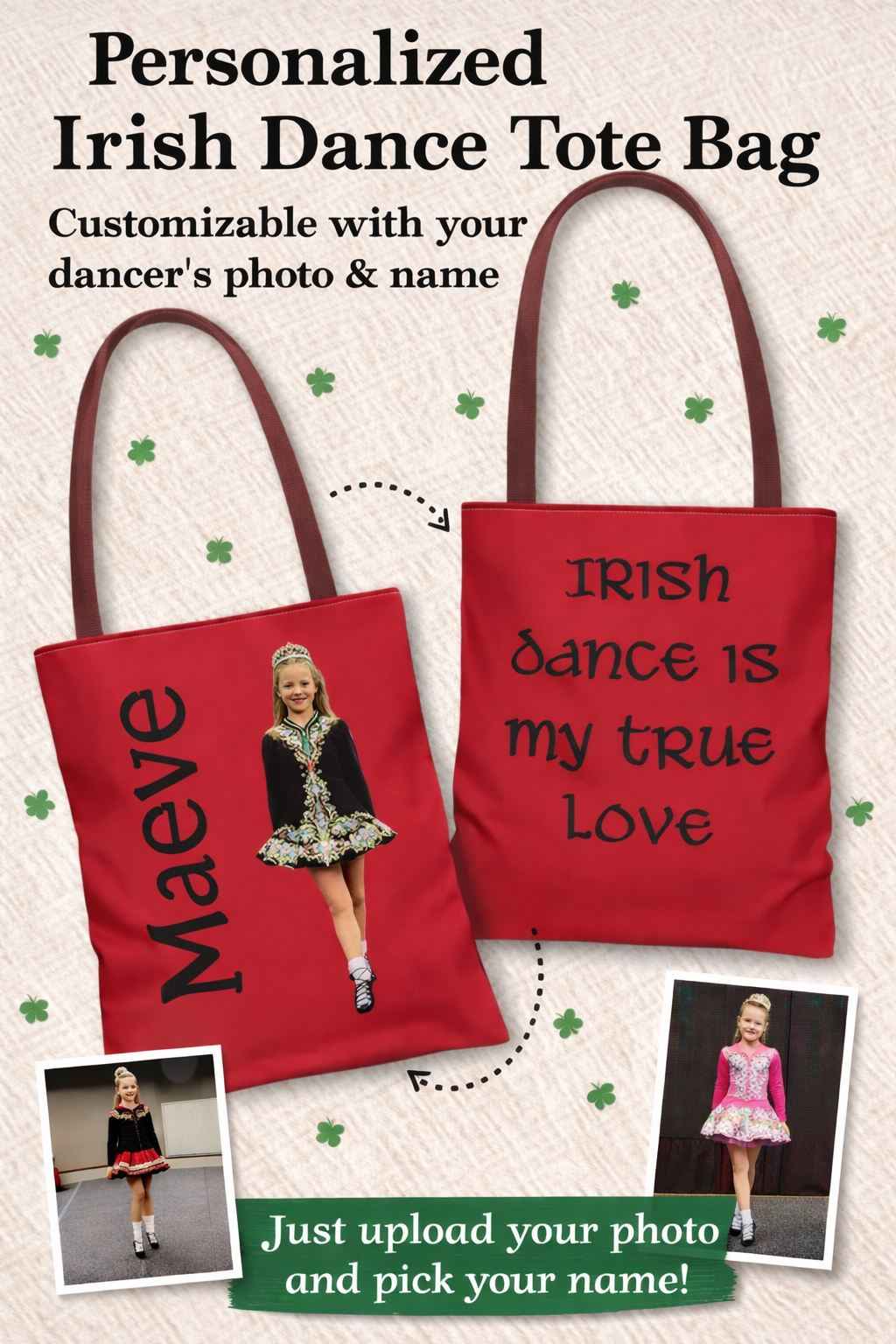 Irish Dance Bag, Irish Dance Tote, Personalized Tote,