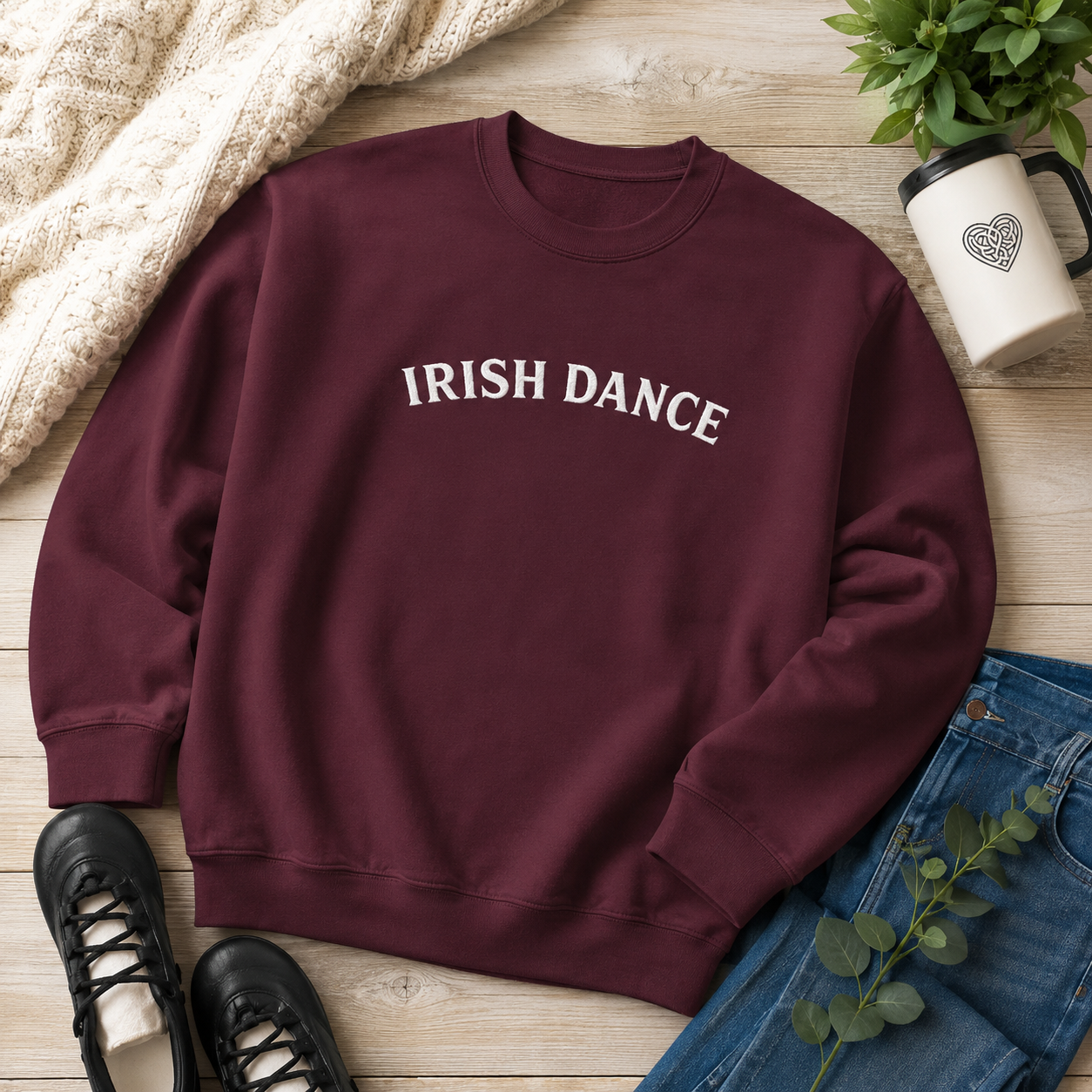 Irish Dance Embroidered Sweatshirt | Irish Whiskey-Inspired Crewneck