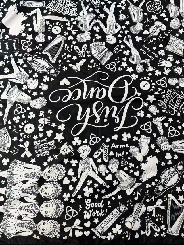 Close-up of Irish dance coloring blanket artwork
