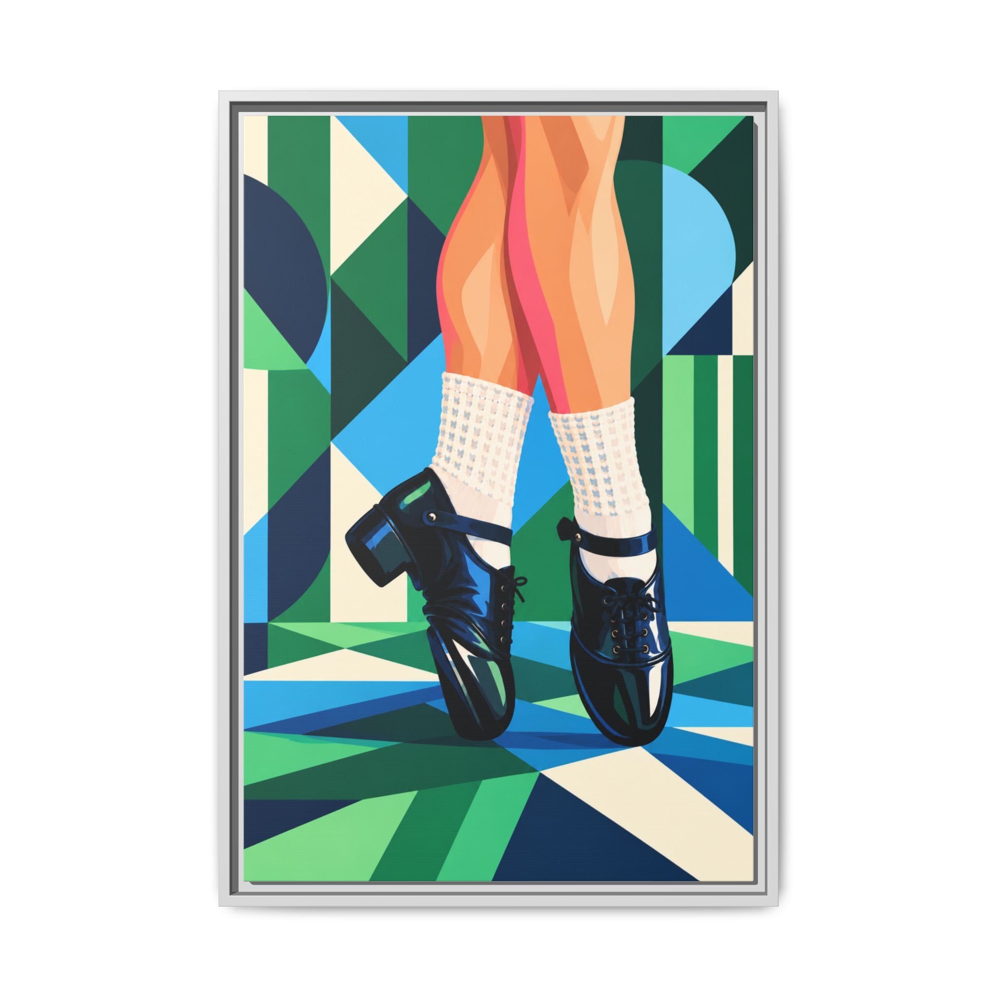 Reel Rhythm Irish dance canvas in green, blue and cream