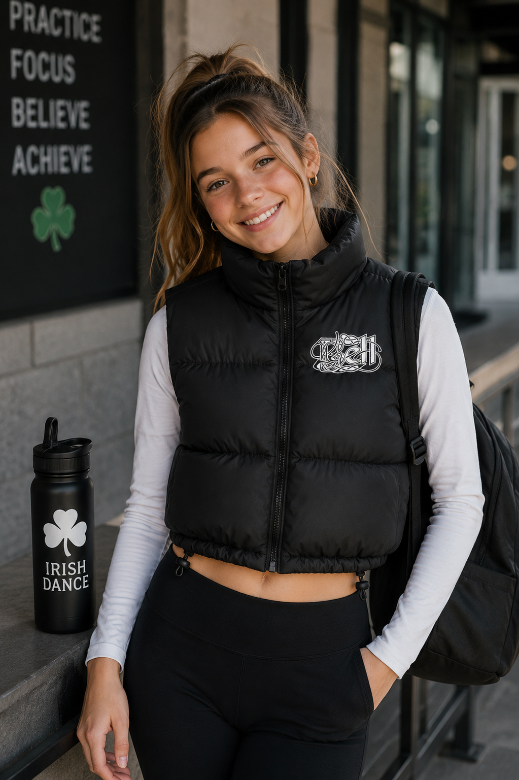 Bell School Cropped Puffy Vest